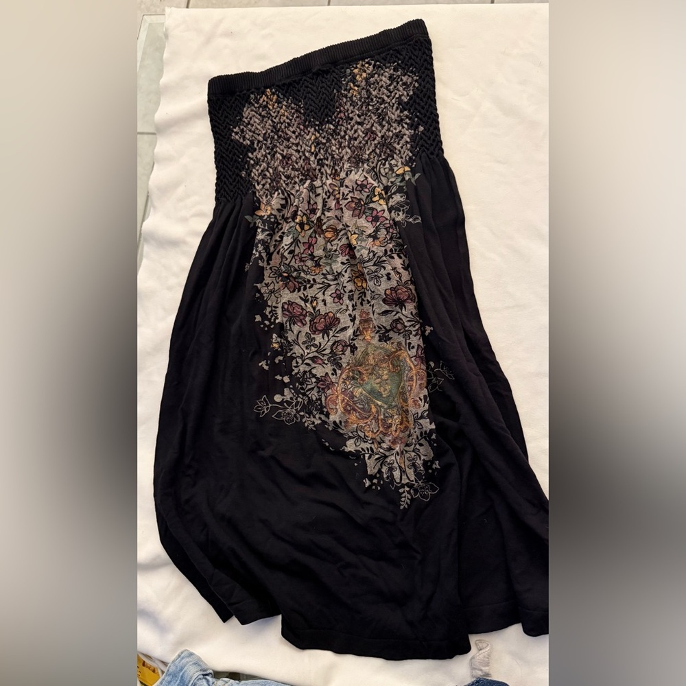 Floral Print Black Dress